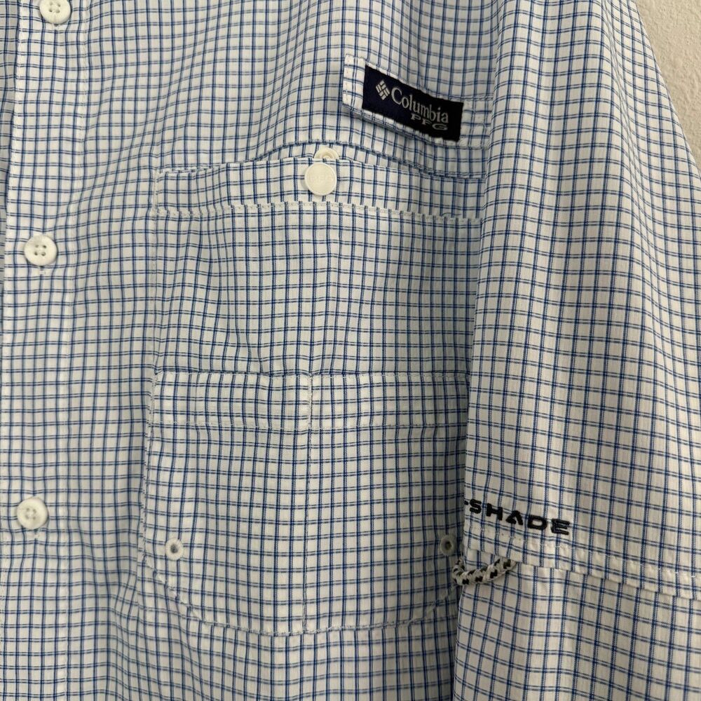 Columbia PFG Super Tamiami Shirt Mens XXL Blue Plaid Fishing Vented Long Sleeve - Picture 3 of 11
